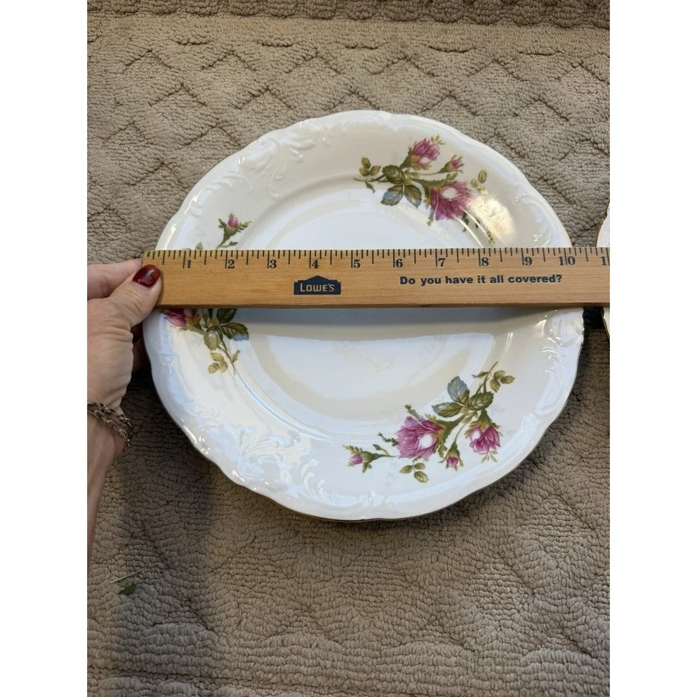 Wawel Poland Pompadour Rose Moss Roses Embossed Gold Trim -2 DINNER PLATES